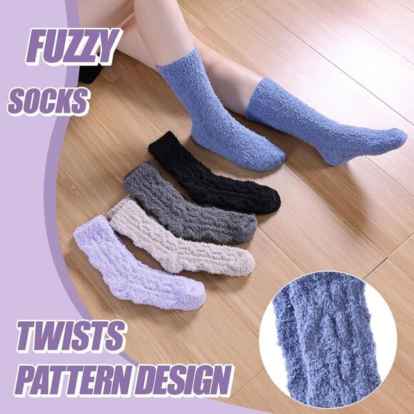 ⭐Womens Fuzzy Cozy Fluffy Slipper Pairs Solid Winter Warm Home Sleeping Socks - Picture 2 of 7